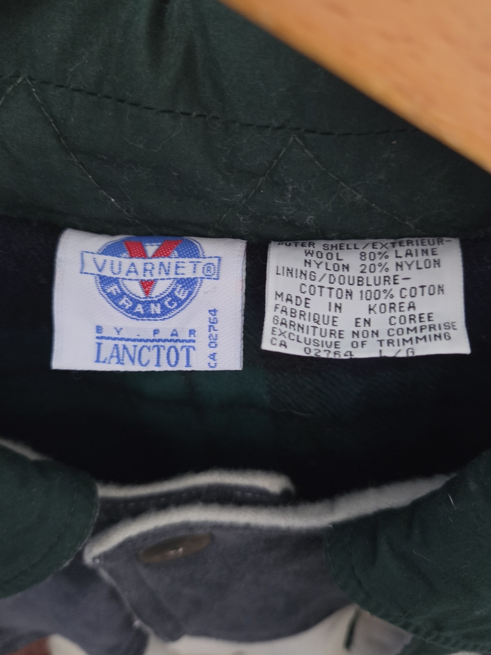 Vuarnet Cream and Brown Colorblock Field Jacket with Dark Green Collar - Picture 2 of 3